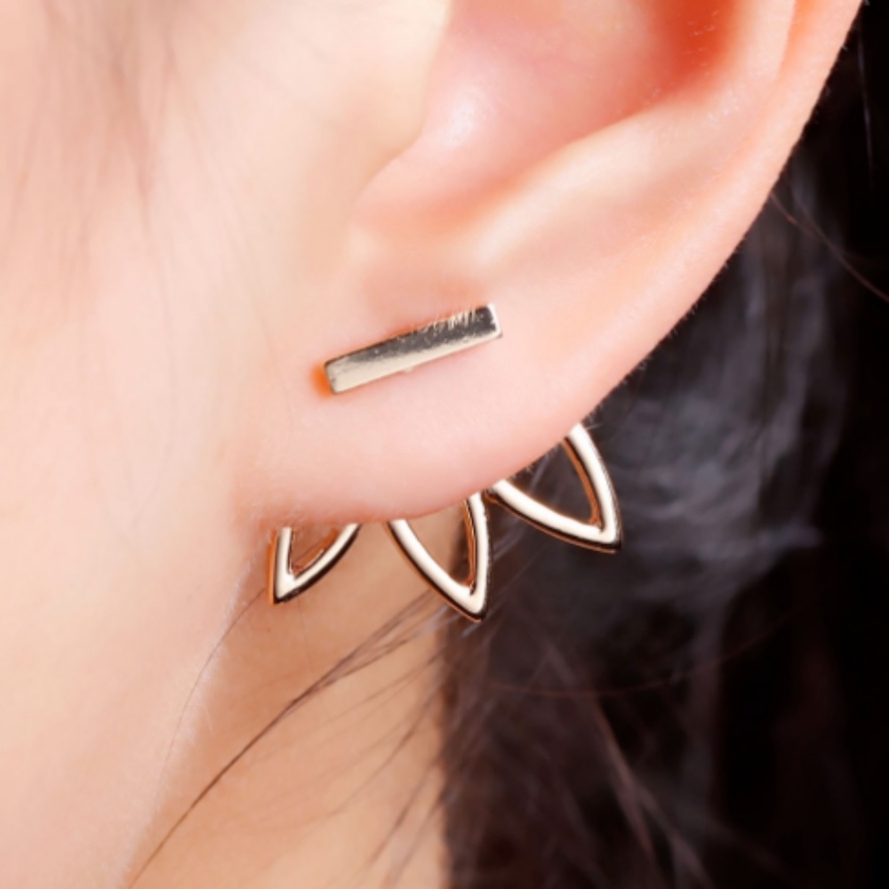 Flower Stud Jacket Earring, Available in 3 Colors - Picture 1 of 4